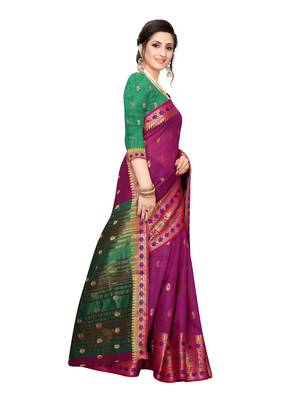 Grey woven cotton silk saree with blouse 3