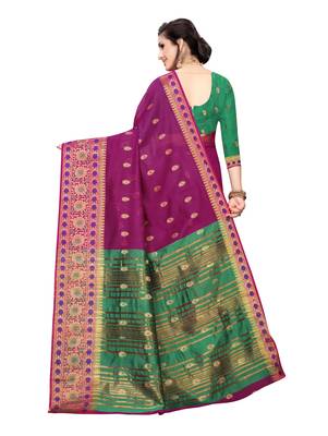 Grey woven cotton silk saree with blouse 4