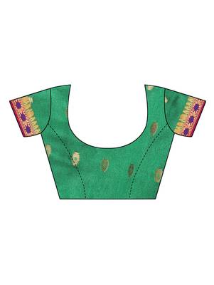 Grey woven cotton silk saree with blouse 5