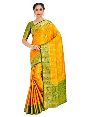 Gold Woven Art Silk Saree With Blouse 1