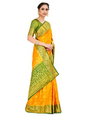 Gold Woven Art Silk Saree With Blouse 2