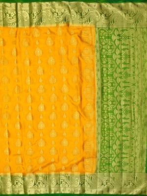 Gold Woven Art Silk Saree With Blouse 4