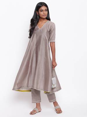 Brown Gota Flared Kurta 12