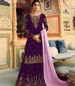 Purple Faux Georgette Fancy Sharara Suit 