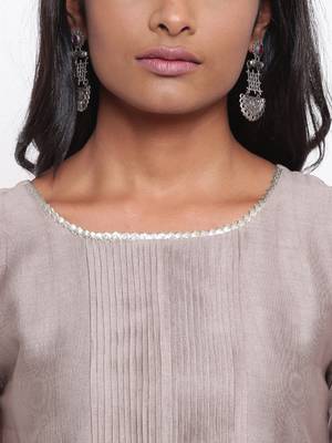 Brown Gota Pleats Kurta 13