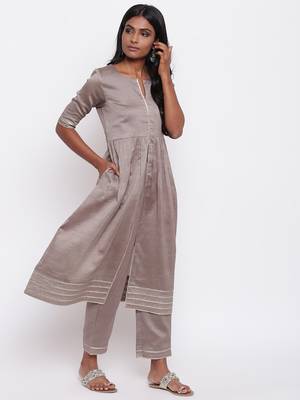 Brown Gota Slit Kurta 10