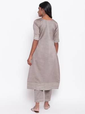 Brown Gota Slit Kurta 11