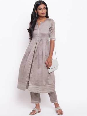 Brown Gota Slit Kurta 12