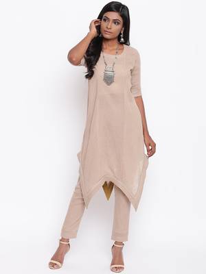 Beige Gota Asymmetric Kurta Set 8