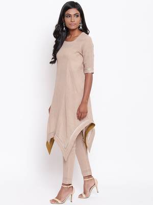 Beige Gota Asymmetric Kurta Set 9