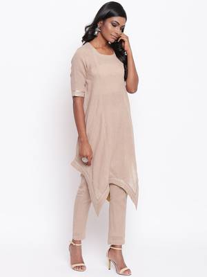 Beige Gota Asymmetric Kurta Set 10