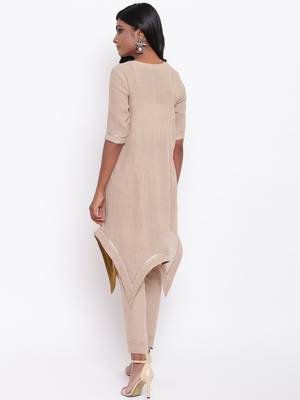 Beige Gota Asymmetric Kurta Set 11