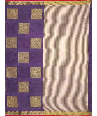 Purple Woven Tussar Silk Saree With Blouse 5