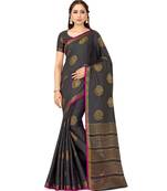 grey woven tussar silk saree with blouse
