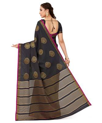 grey woven tussar silk saree with blouse 3