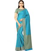 Turquoise Woven Art Silk Saree With Blouse