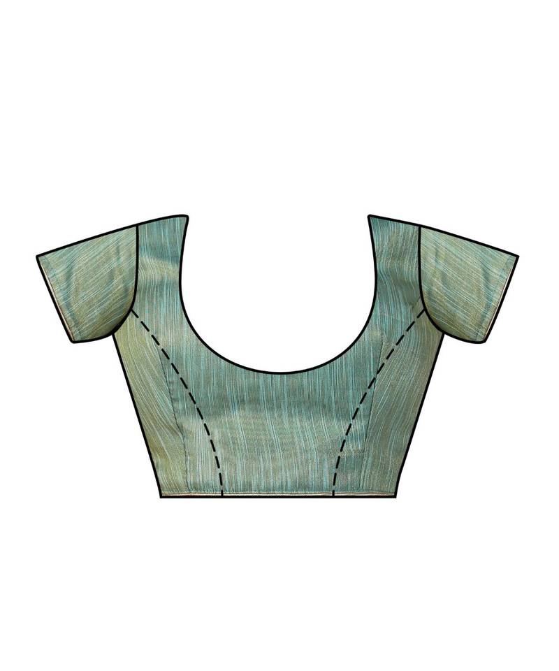 Turquoise Woven Art Silk Saree With Blouse