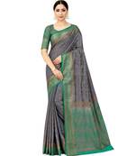 grey woven art silk saree with blouse