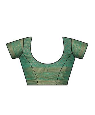 grey woven art silk saree with blouse 4