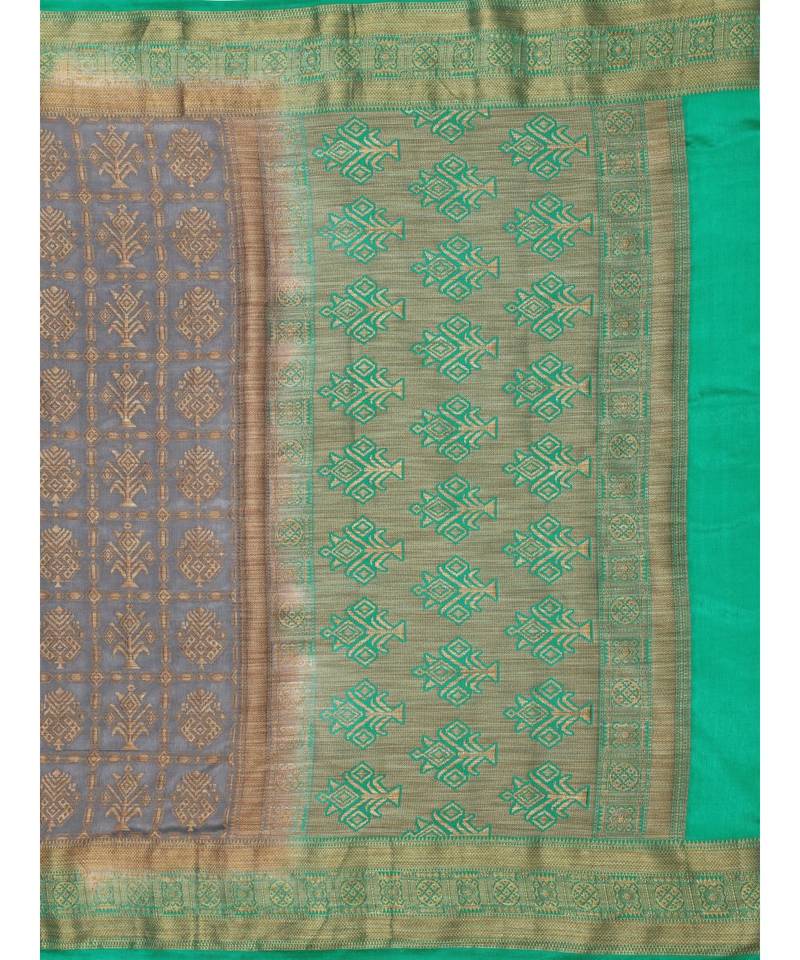 grey woven art silk saree with blouse