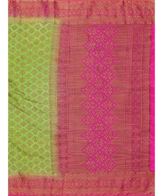 Green Woven Art Silk Saree With Blouse 5