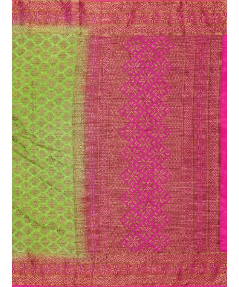 Green Woven Art Silk Saree With Blouse