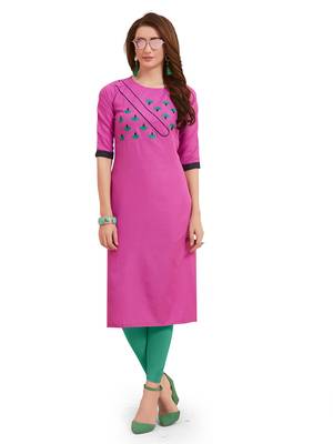 Pink embroidered silk embroidered-kurtis 1