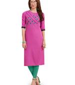 Pink embroidered silk embroidered-kurtis