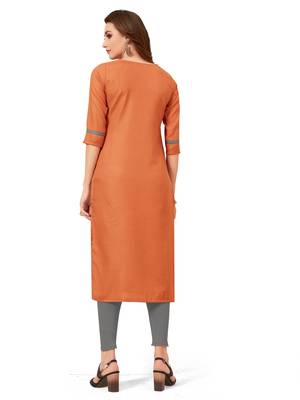 Orange embroidered silk embroidered-kurtis 2
