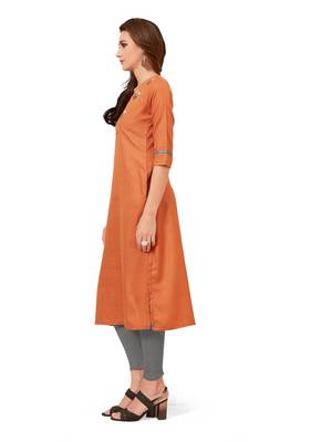 Orange embroidered silk embroidered-kurtis 3