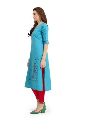 Sky-blue embroidered silk embroidered-kurtis 3