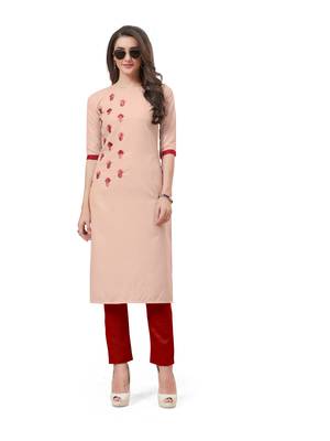 Peach embroidered silk embroidered-kurtis 1