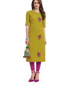 Green embroidered silk embroidered-kurtis