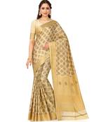 Beige Woven Art Silk Saree With Blouse