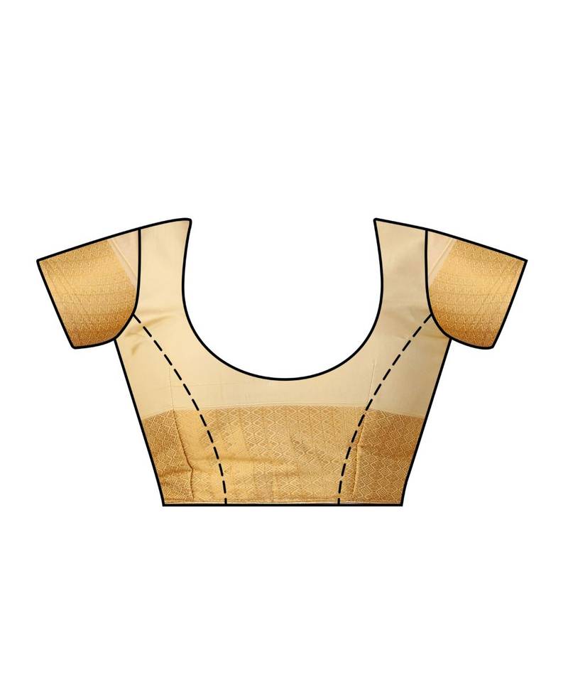 Beige Woven Art Silk Saree With Blouse