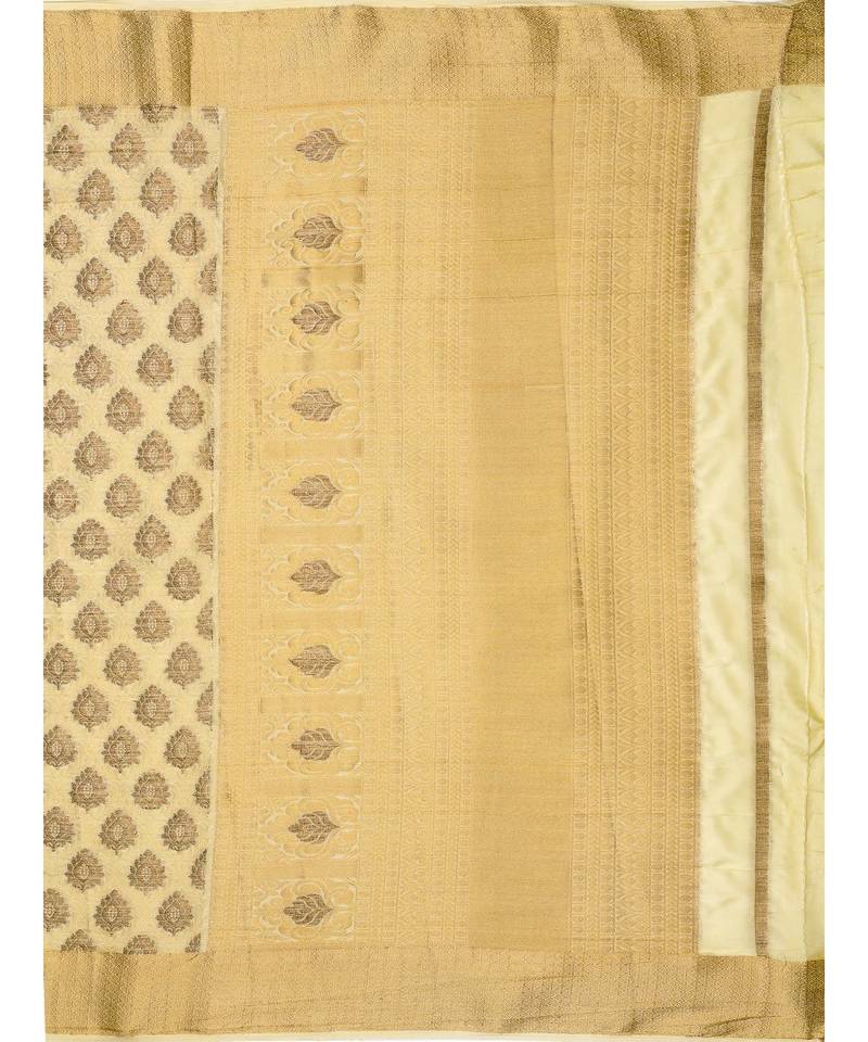 Beige Woven Art Silk Saree With Blouse