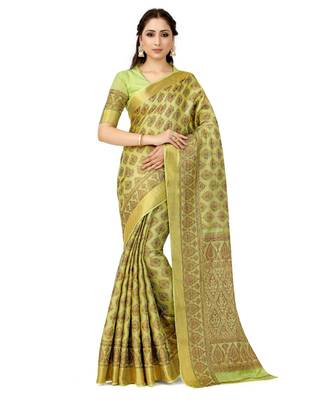 Green Woven Art Silk Saree With Blouse 1