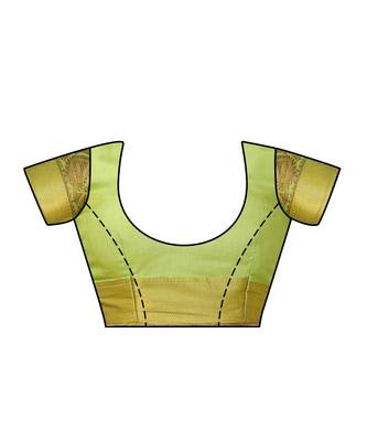 Green Woven Art Silk Saree With Blouse 4