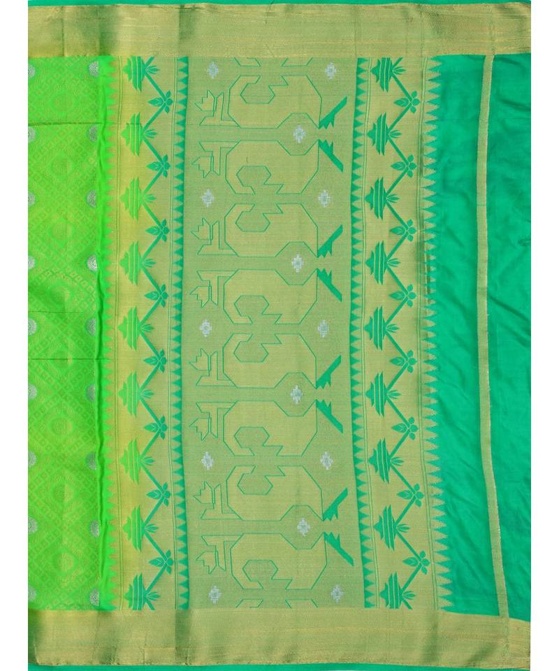 Green Woven Art Silk Saree With Blouse