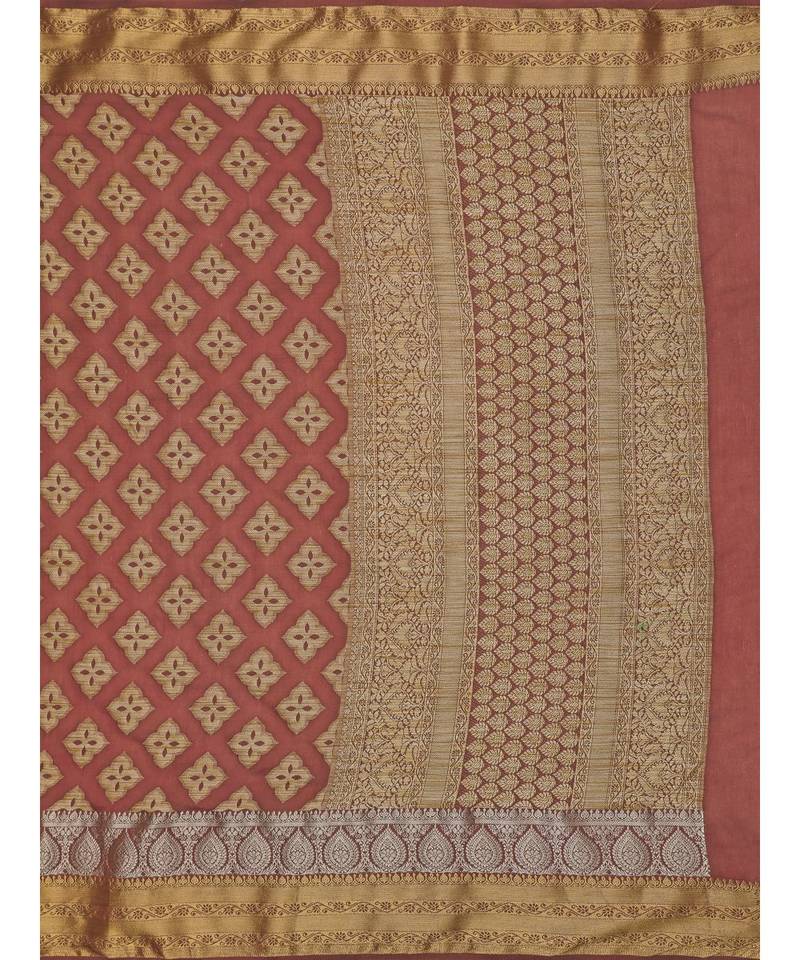 Brown Woven Art Silk Saree With Blouse
