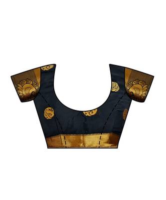 Black Woven Crepe Saree With Blouse 4
