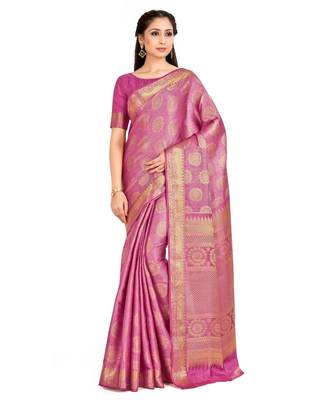 Pink Woven Art Silk Saree With Blouse 1