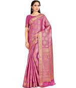 Pink Woven Art Silk Saree With Blouse