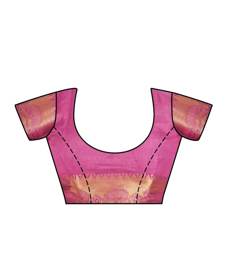 Pink Woven Art Silk Saree With Blouse