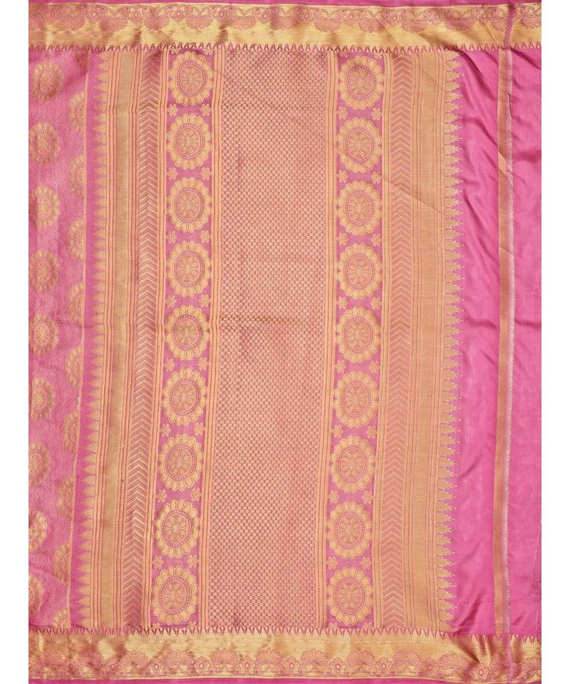 Pink Woven Art Silk Saree With Blouse