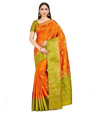 Orange Woven Art Silk Saree With Blouse 1