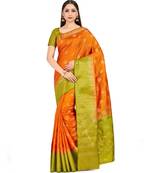 Orange Woven Art Silk Saree With Blouse