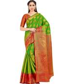Green Woven Art Silk Saree With Blouse