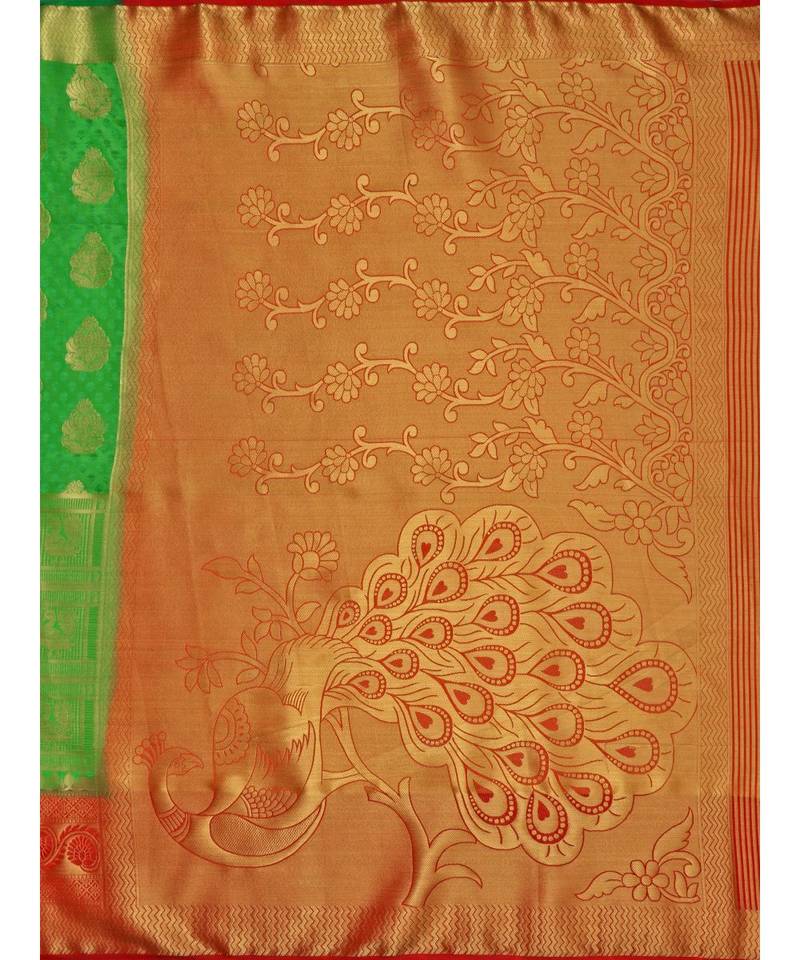 Green Woven Art Silk Saree With Blouse