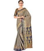 Grey Woven Art Silk Saree With Blouse